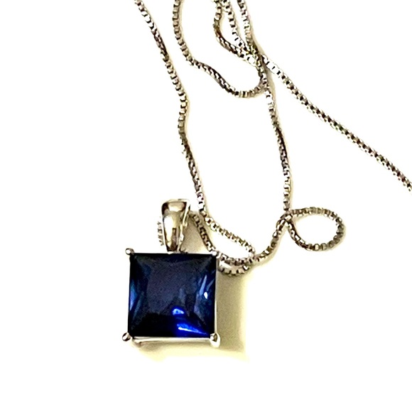 Sterling Sapphire Pendant Necklace